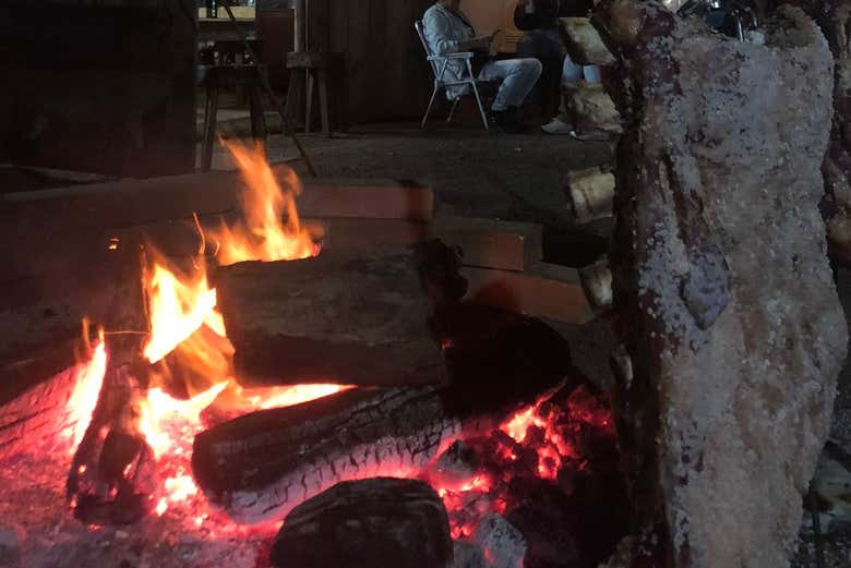 The fire ready for roasting