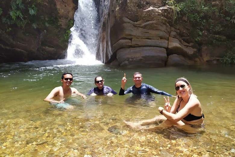 Let's take a dip at the waterfall!