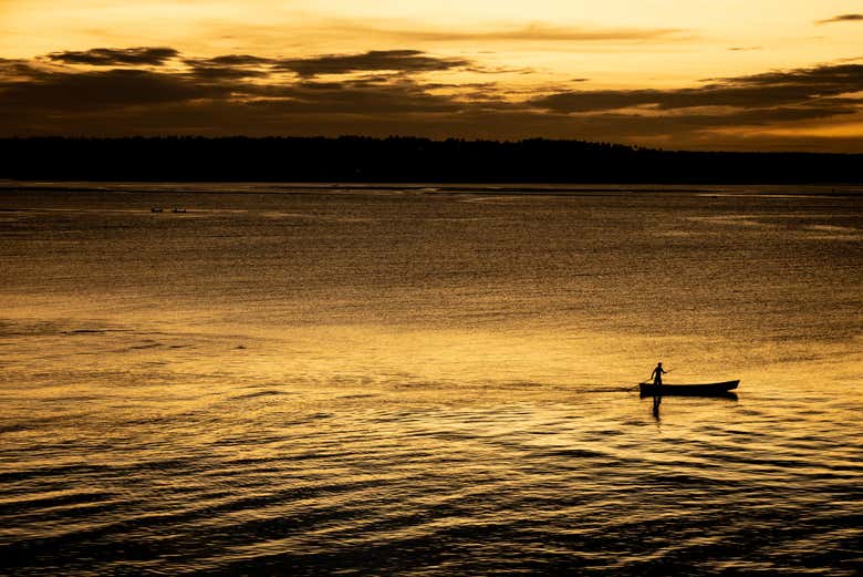 Atardecer sobre la lagoa Guaraíras