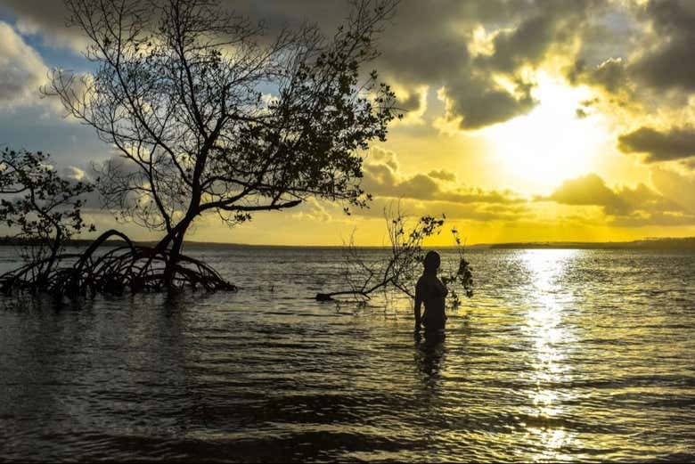Un bagno al tramonto