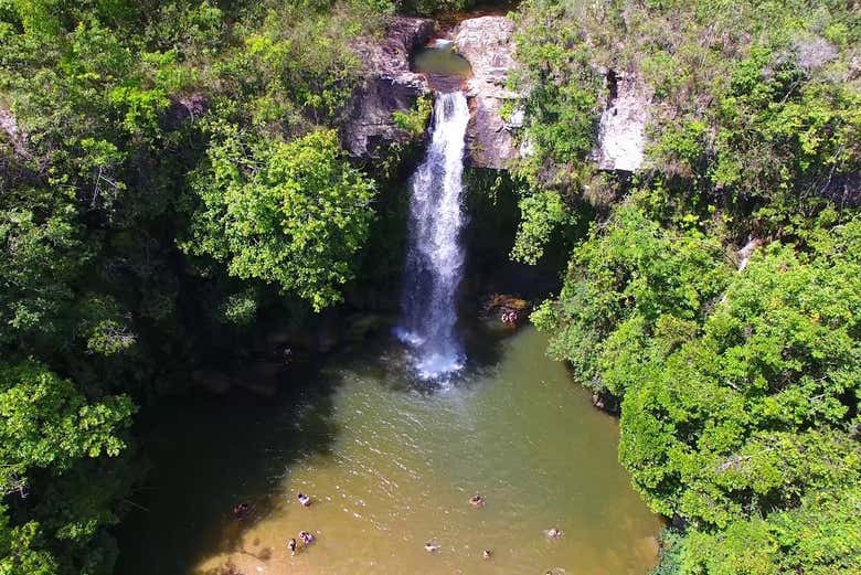Vista aérea de la cascada Santa María