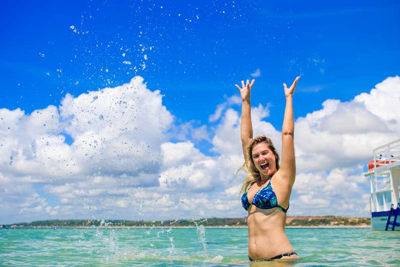 Desfrutando das piscinas naturais