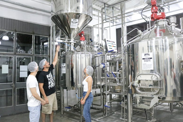 Touring the facilities of a craft brewery