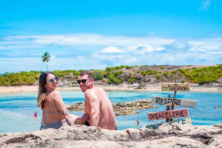 Hora da foto na praia de Guadalupe!