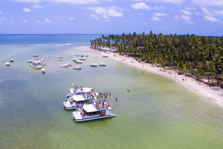 Catamarã leva a bancos de areia e piscinas naturais