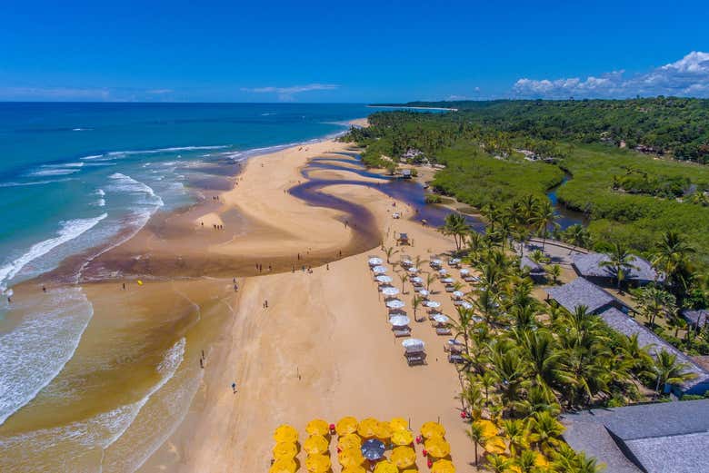 Vista aérea da praia de Trancoso