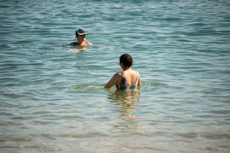 Disfrutando de un baño