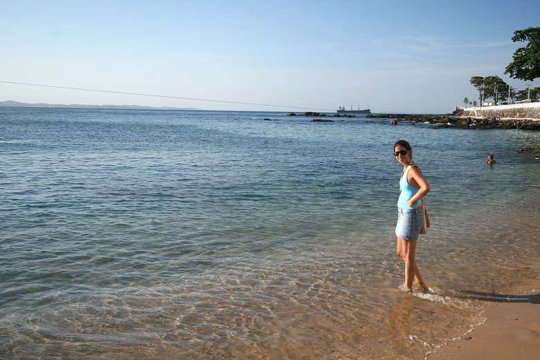Foto de recuerdo en Praia do Forte