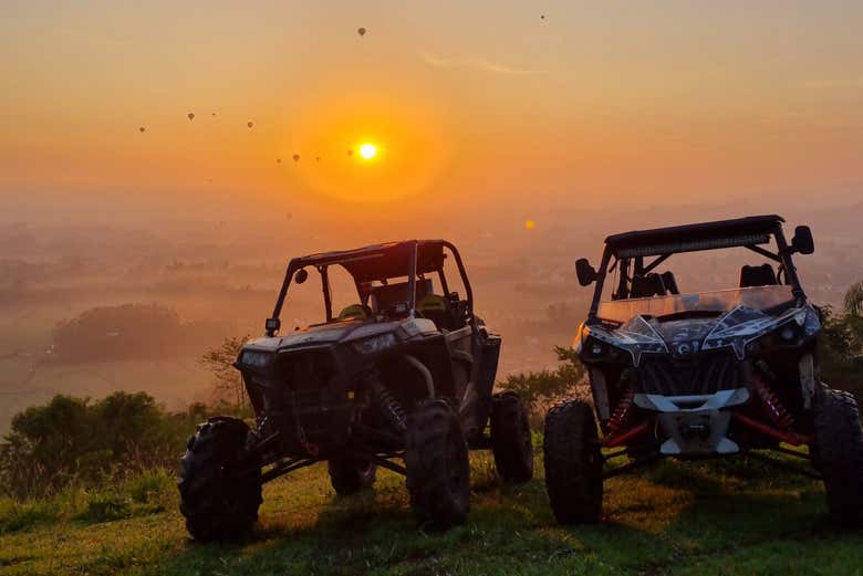 Take in the sunset in Praia Grande in a buggy