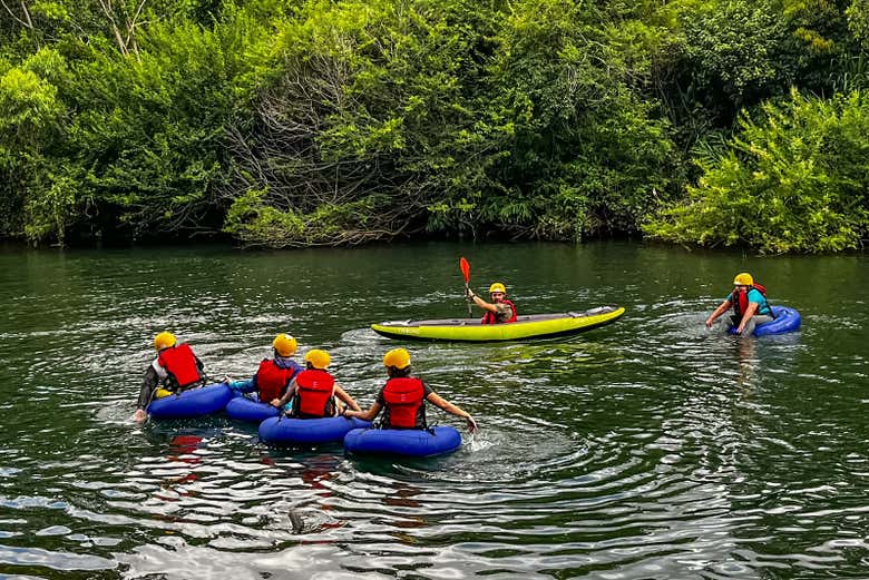Enjoy tubing with friends