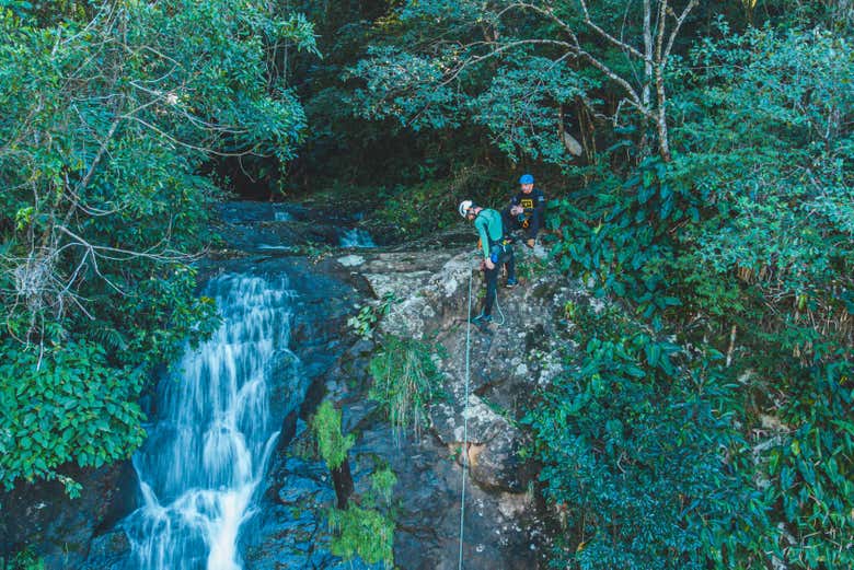 Abseiling at the Praia Grande Waterfall