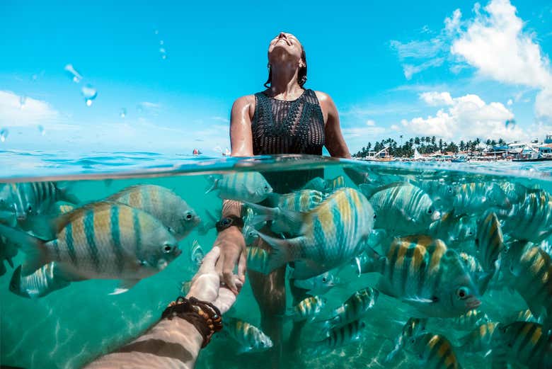 Disfrutando de un baño en Porto de Galinhas