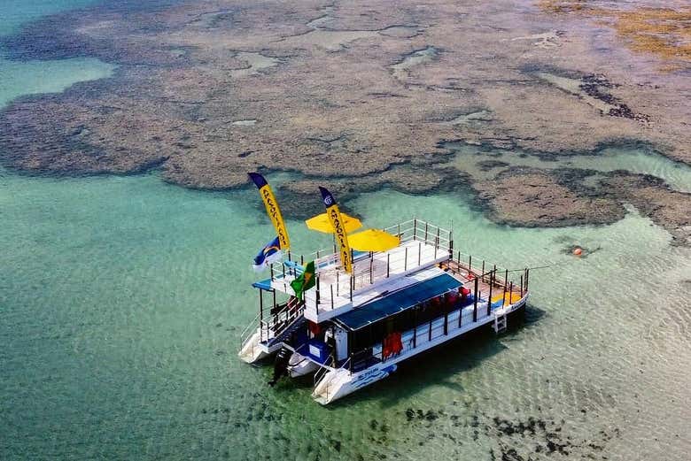 Um catamarã na praia de São José da Coroa Grande