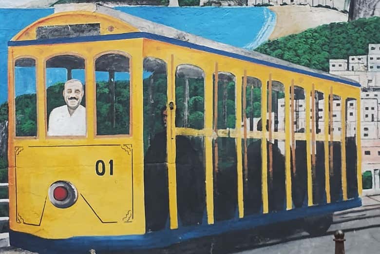 Murale dell'iconico "bondinho" a Santa Teresa 