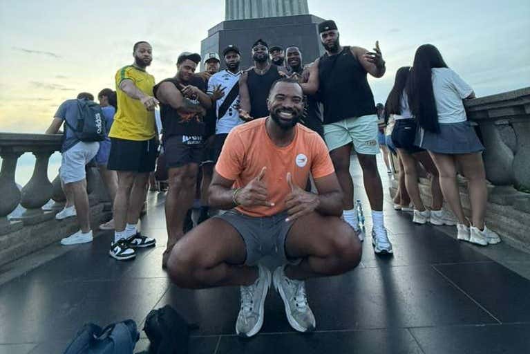 Disfrutando en una de las paradas durante el tour