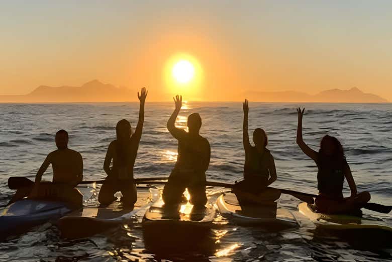 Take a picture of this paddle surfing activity