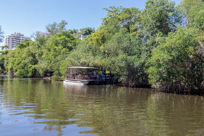 Durante o passeio de barco pela Barra da Tijuca
