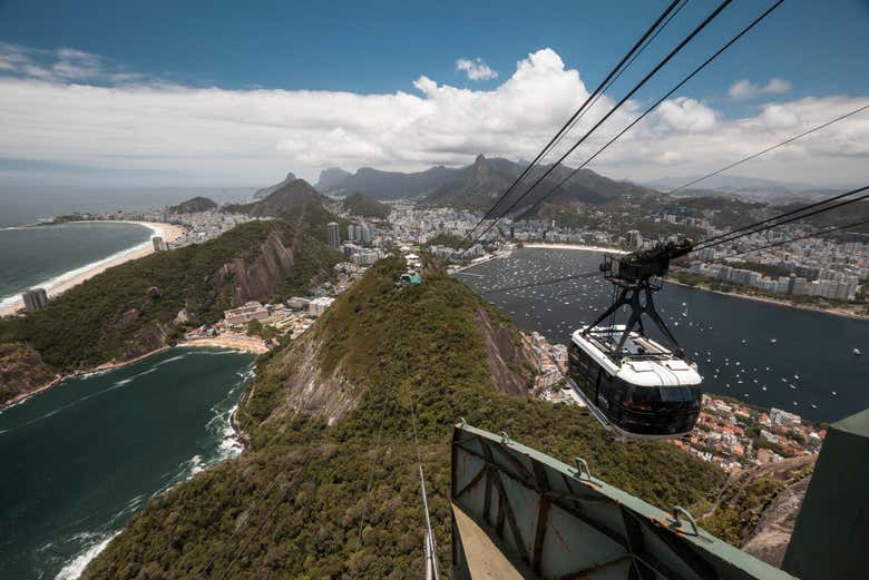 Vistas do Rio de Janeiro a partir do teleférico do Pão de Açúcar