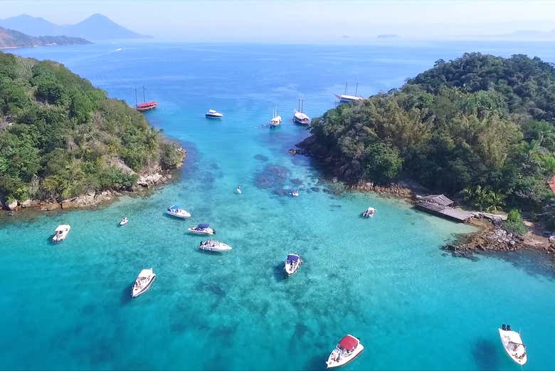 Vue aérienne sur la Lagoa Azul
