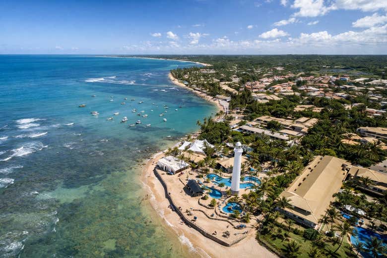 Vue aérienne sur Praia do Forte
