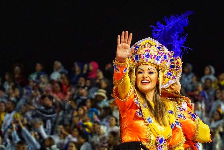 Durante o desfile de carnaval de São Paulo