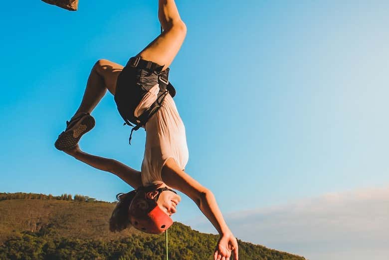 Haciendo diferentes acrobacias