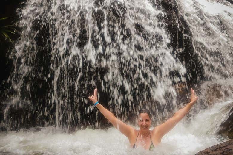 Nadando em uma das cachoeiras