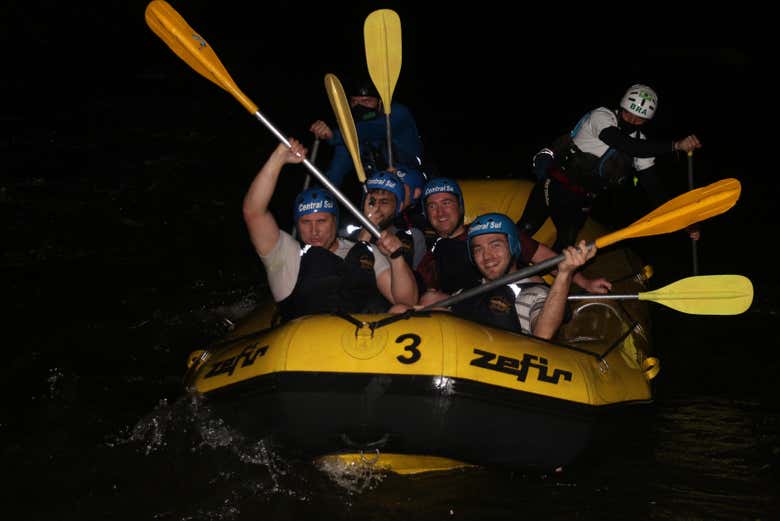 Taking on the rapids at night