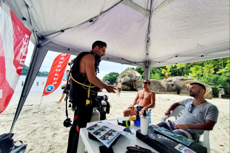 Getting ready to scuba dive!