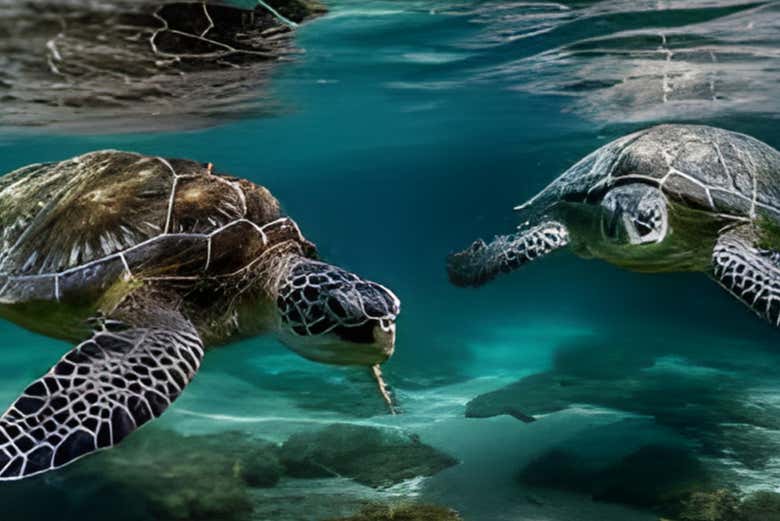 Tortugas marinas en su hábitat natural