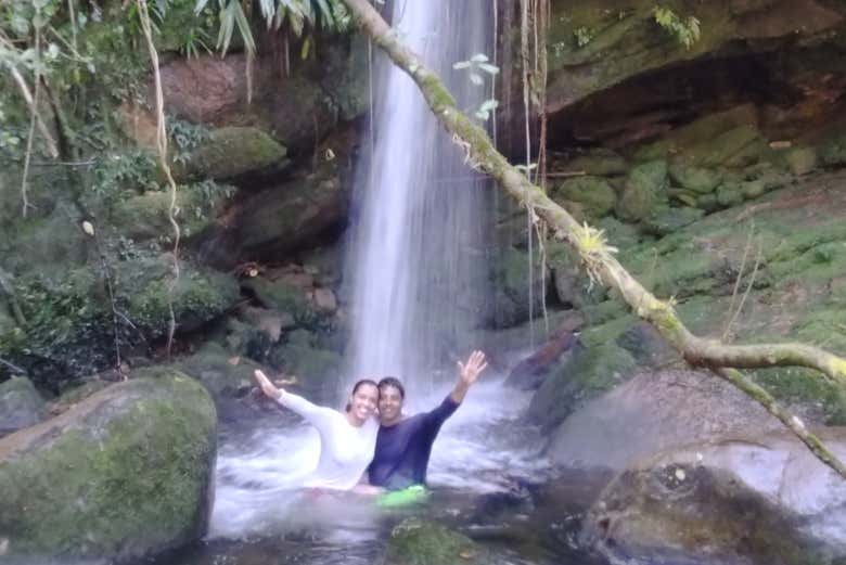 Swimming in the pools of the waterfall