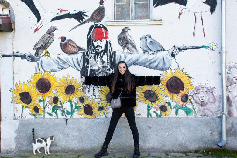 Murales en en las paredes del Centro de Arte Staro Zhelezare