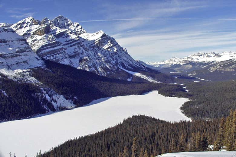 El lago Peyto en invierno