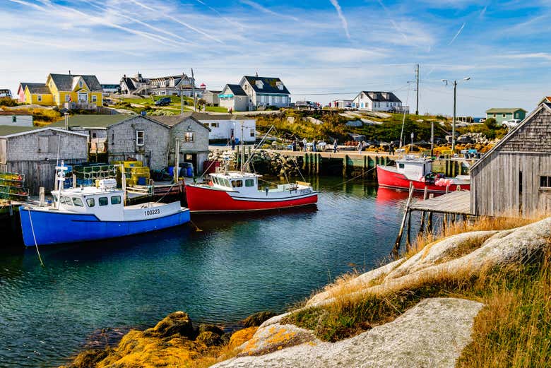 Barche ormeggiate nel molo di Peggy's Cove