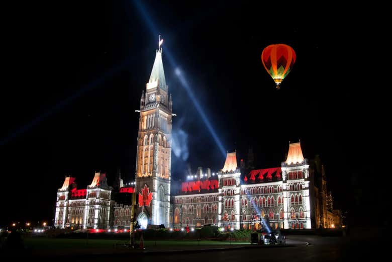 Light show at Parliament Hill