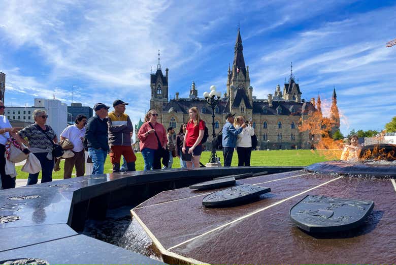 Stop by the ever-burning Centennial Flame