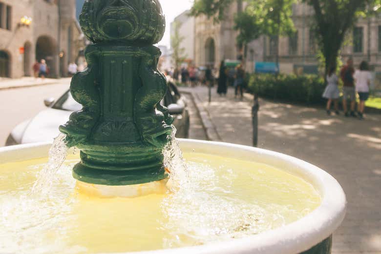 Primo piano su una fontana di Québec