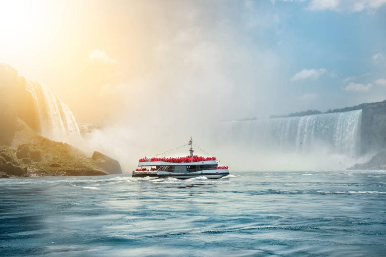 The boat sailing close to the Niagara Falls