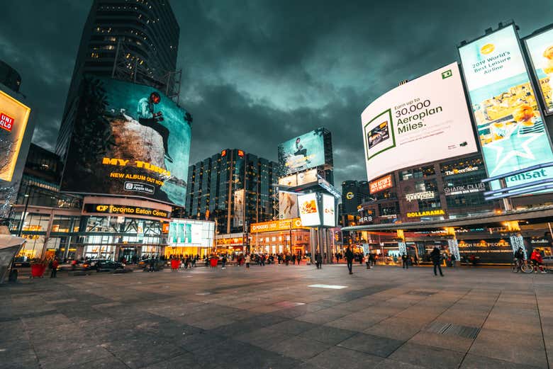 Visit Dundas Square, the "Canadian Times Square"