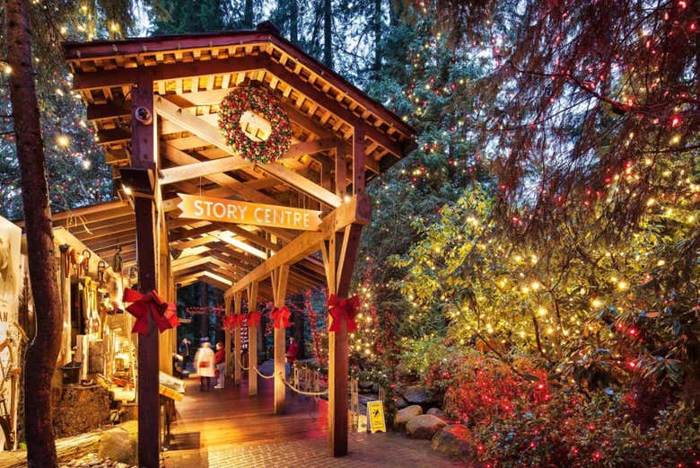 Decoración de Navidad en el Capilano Suspension Bridge Park