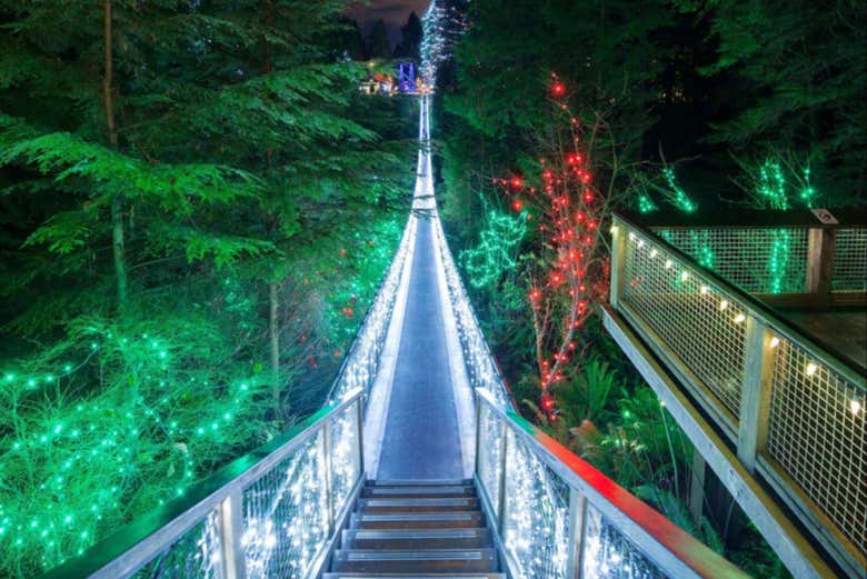 Decoración navideña del Capilano Suspension Bridge