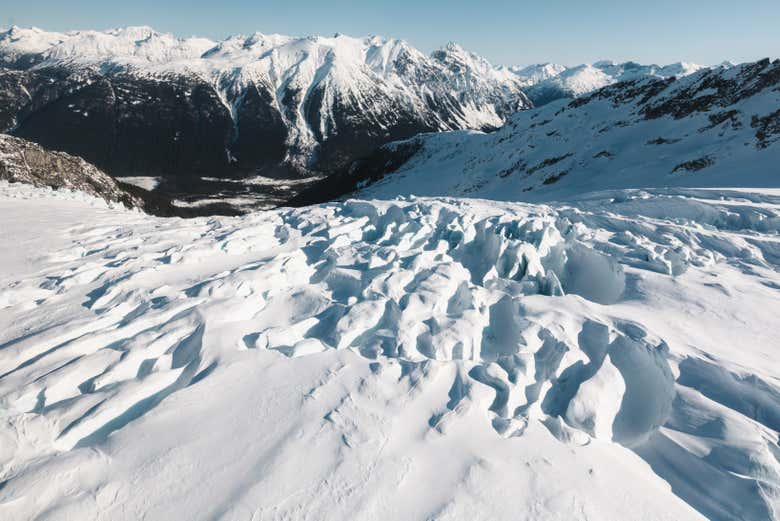Aterrizando en el glaciar