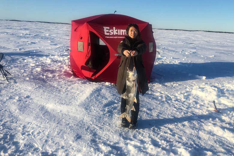 Catching fish in the ice