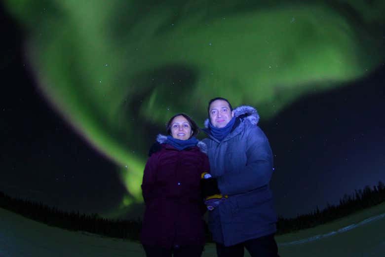 Disfrutando del tour de la aurora boreal