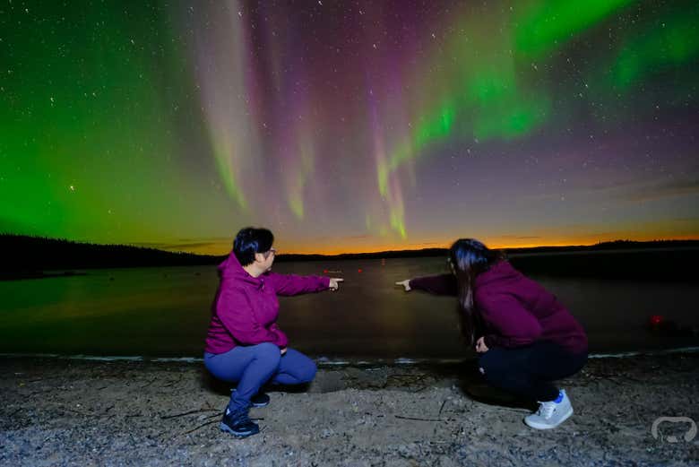 Baile de luces en el cielo nocturno de Yellownife