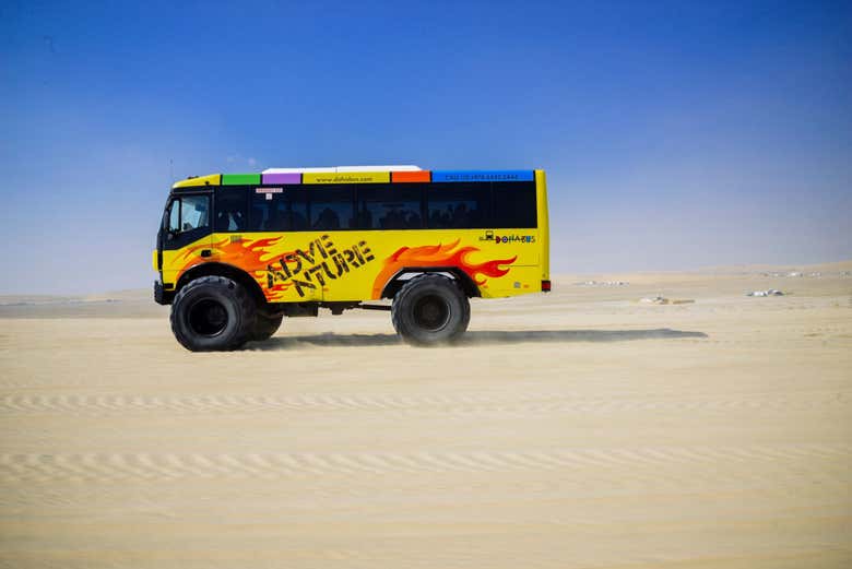 Monster bus tour in the Doha Desert