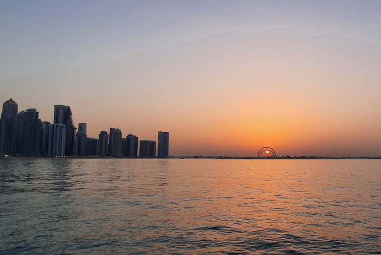 Panorámica de Doha al atardecer