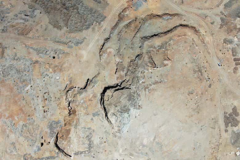 Vista aérea das minas de prata de Atacama