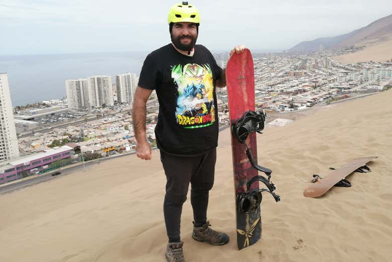 Preparado para practicar sandboarding