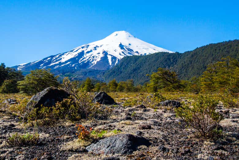 Vue panoramique du volcan Villarrica